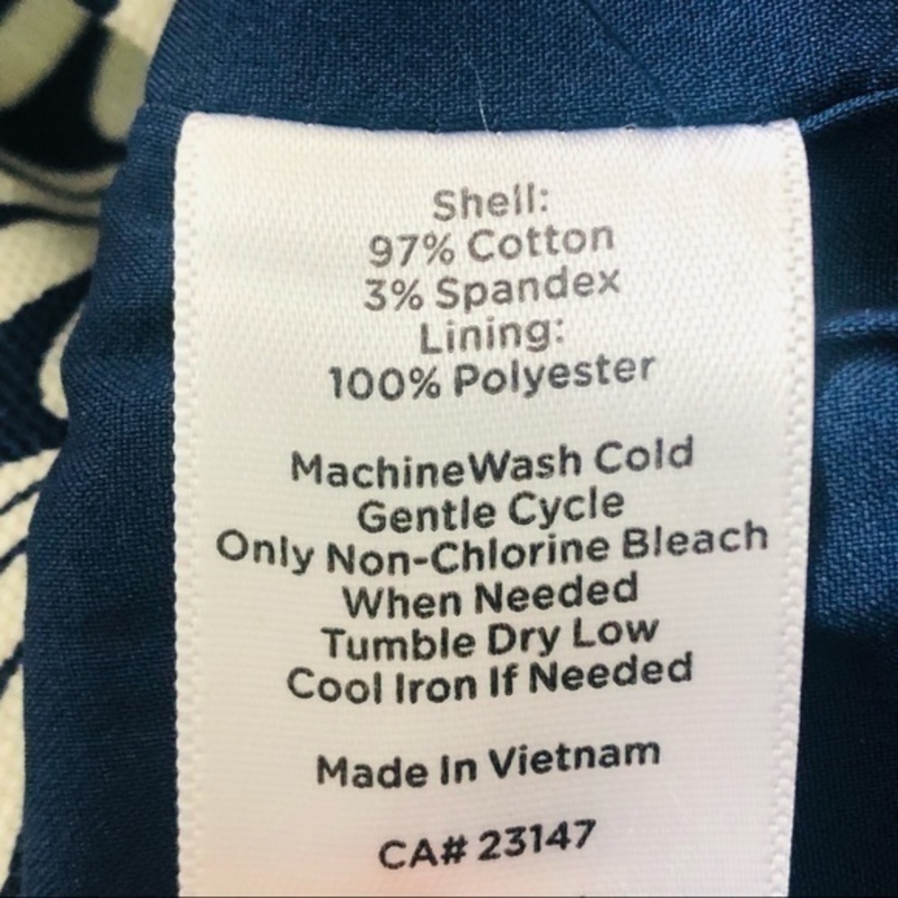 Talbots Classic Cotton A-Line Skirt Navy and White Fan Print Size 10 - Picture 10 of 12